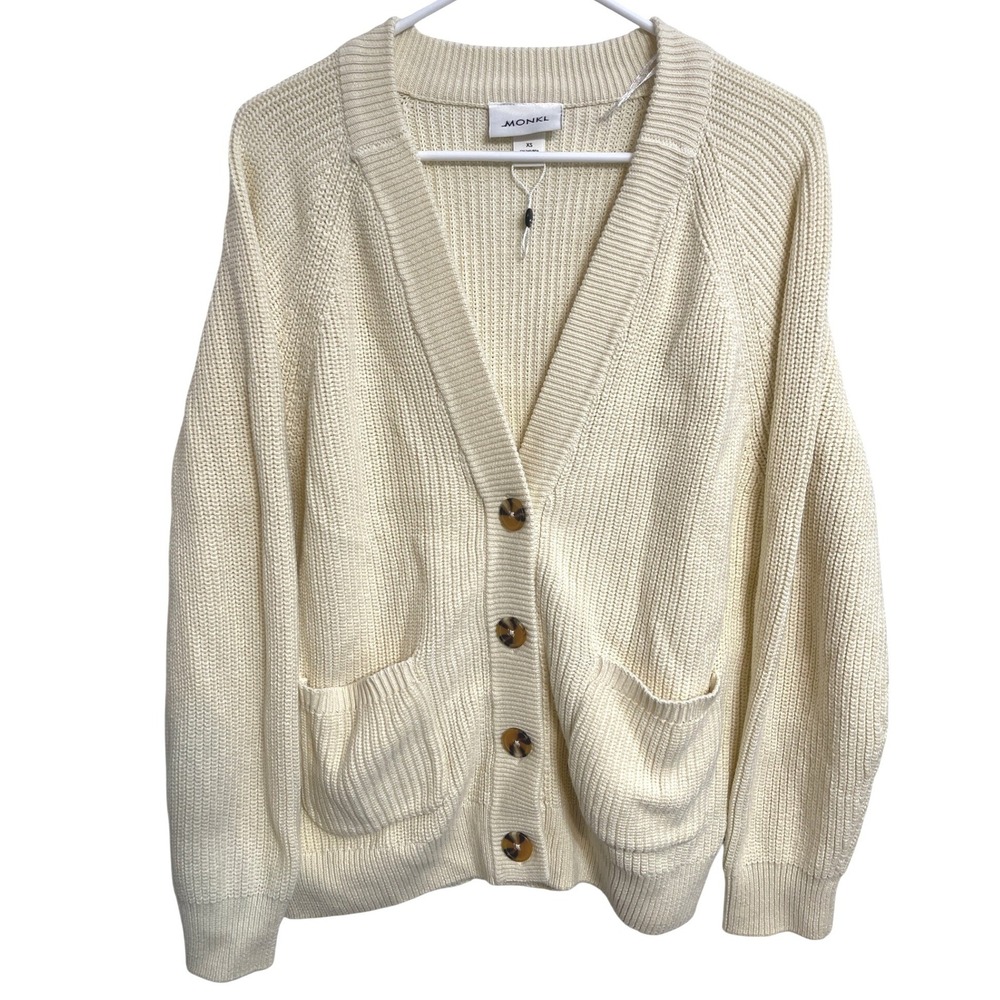 NWOT Monki Cream Chunky Cardigan XS Oversized Grandpa Coastal Cottagecore